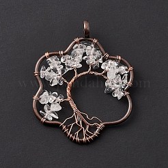 Цветок натуральный кристалл кварца медная проволока обернутая микросхема большие подвески&nbsp;G-E195-12R-02