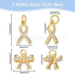 8 шт. 2 стиля латунных подвесок с микропаве из кубического циркония&nbsp;KK-AR0004-60