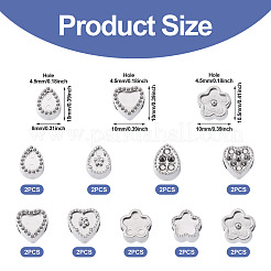 18 шт. 9 стиля европейских бусин со стразами из нержавеющей стали 304 STAS-TA0003-15