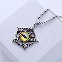 Мужские ожерелья с подвеской в виде пентаграммы сглаза в стиле панк-ретро из нержавеющей стали 304 ZH8804