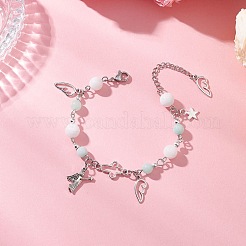 Браслеты с подвесками из сплава для женщин BJEW-JB12599