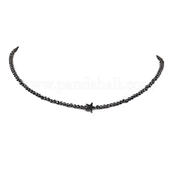 Ожерелья из граненых круглых бусин из натуральной черной шпинели диаметром 3 мм NJEW-JN05127