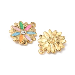 Подвески-цветы из нержавеющей стали 304 с эмалью и стразами&nbsp;STAS-U057-04G