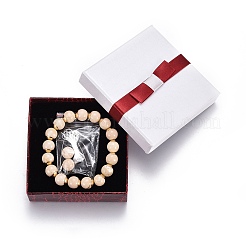 Браслеты из натурального ископаемого бисера&nbsp;BJEW-JB04178