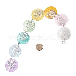 Плоские круглые подвесные ловцы солнца из натуральных ракушек&nbsp;HJEW-JM04658