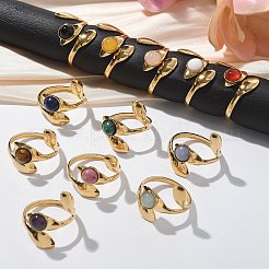 Круглые натуральные смешанные кольца из камня RJEW-C119-05G