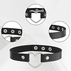 3 шт. 3 стиля регулируемые готические двухцветные ожерелья-чокеры из сплава искусственной кожи в форме сердца для женщин NJEW-CL0007-08