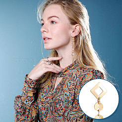 60 шт. фурнитура для сережек-гвоздиков в форме ромба из нержавеющей стали 201 с отверстием STAS-UN0047-01