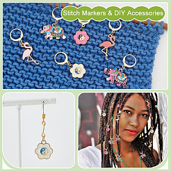 Фламинго/Инь Ян цветок/слон из сплава эмали подвесные маркеры для стежков HJEW-AB00460