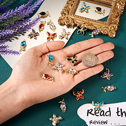 24шт 12 стильные стеклянные подвески со стразами FIND-TA0003-03