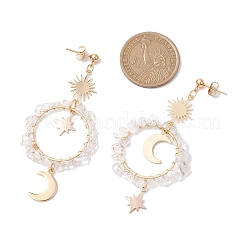 Винтажные серьги-пусеты из смешанного камня из натурального камня&nbsp;EJEW-JE05806