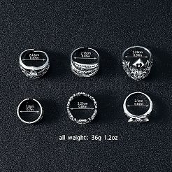 6 шт. перстни из нержавеющей стали 201 для мужчин&nbsp;FS-WG288A9-01