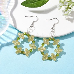 Серьги с подвесками в виде кошачьего глаза с медной проволокой&nbsp;EJEW-JE05754