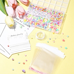 Наборы для изготовления браслетов из плоских круглых и сердечек из акриловых и пластиковых бусин своими руками DIY-FS0006-41