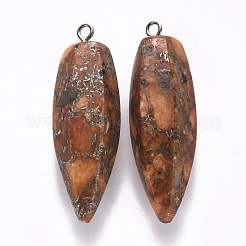 Ограненные слезы собранные синтетический регалит / императорская яшма / яшма из морских отложений и натуральный пирит большие подвески&nbsp;G-R484-02