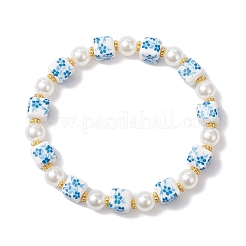 Браслеты из искусственного жемчуга ручной работы с печатью и АБС-пластиком&nbsp;BJEW-JB12698