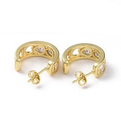 Серьги-гвоздики в форме сердца из прозрачного кубического циркония EJEW-M215-02G