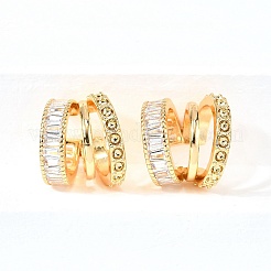 Латунные серьги-манжеты из прозрачного кубического циркония&nbsp;EJEW-F370-06G
