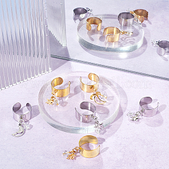 8 шт. набор из 4 колец-манжет из нержавеющей стали 304 RJEW-AB00011