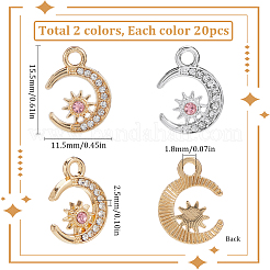 40 шт. 2-цветные подвески из сплава светло-розового цвета со стразами FIND-SC0012-95