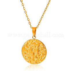 Женские ожерелья с подвеской в виде диска из текстурированной нержавеющей стали 304 SG4453-2