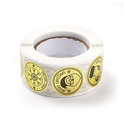 Рождественские тематические плоские круглые наклейки в рулоне DIY-B045-12