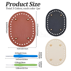 3 шт. 3 цвета овальные сумки из искусственной кожи для вязания крючком&nbsp;AJEW-CL0001-76