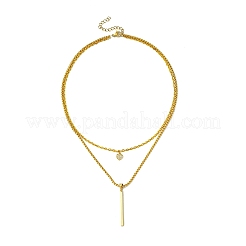 Ожерелья с подвесками из двухслойного железа и латуни с кубическим цирконием и нержавеющей стали 304 NJEW-JN04924