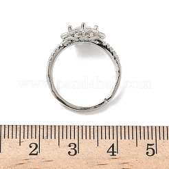 Женские кольца из латуни с цветком и прозрачными кубическими цирконами RJEW-Z111-01P