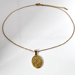 Овальные подвески из нержавеющей стали 304 с рельефным изображением архангела Михаила для мужчин и женщин FS-WGF7792-01