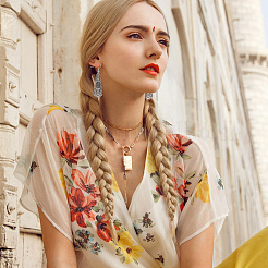 4 комплект из 4-х висячих серег в тибетском стиле из сплава с геометрической формой для женщин EJEW-AN0003-86