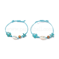 Регулируемые вощеные плетеные браслеты из хлопкового шнура BJEW-JB04083