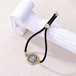 Браслеты-слайдеры из сплава с нейлоновой веревкой&nbsp;LS-BJEW-Z156-02G-02