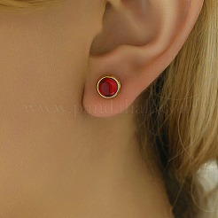 Настоящие плоские круглые серьги-гвоздики из нержавеющей стали 304 с покрытием из 18-каратного золота ZB4928-1