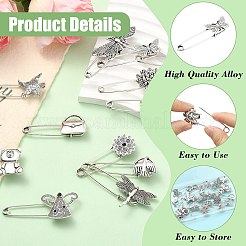 26шт брошь из античного серебряного сплава в 13 стилях&nbsp;JEWB-CJ0001-89