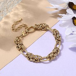 Панк хип-хоп стили 304 нержавеющая сталь кольца узел звено цепи браслеты для женщин BJEW-Z084-03G