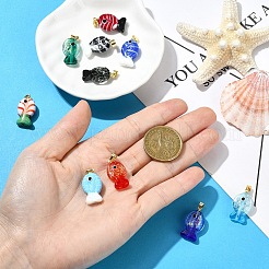 5 шт. подвески ручной работы из дихроичной фольги 5 цветов в стиле лэмпворк&nbsp;DICH-YW0001-01