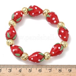 Женские эластичные браслеты из латуни и бусин в технике лэмпворк BJEW-F515-06G