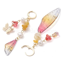 Серьги с натуральным топазом и нефритом EJEW-TA00591-03