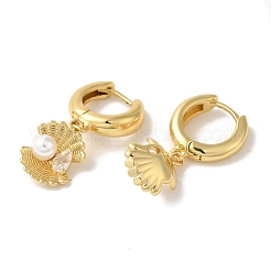 Серьги-кольца из латуни с микропаве из прозрачного кубического циркония EJEW-B062-37G