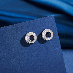 925 стерлингового серебра кубического циркония серьги стержня EJEW-L294-009P