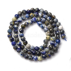 Нитки бусины из натурального ляписа-лазури&nbsp;LS-G-RM2025-A41-4mm-B