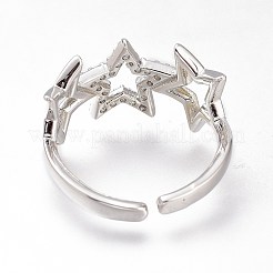 Латунные кольца из манжеты с прозрачным цирконием&nbsp;RJEW-N031-25P