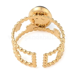 Овальные перстни из натурального окрашенного и нагретого черного агата RJEW-Z057-11G-07