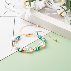 Плетеный браслет из бусин с имитацией жемчуга для девушек и женщин BJEW-JB07156