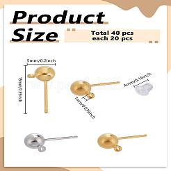 40 шт. 2-х цветные латунные шарообразные серьги-гвоздики KK-LP0001-79