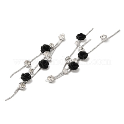 Большие подвески из платиновой латуни со стеклянными кисточками и стразами KK-B074-14P-01