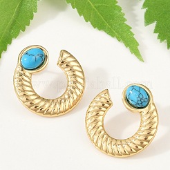 Серьги-гвоздики из нержавеющей стали 304 с синтетической бирюзой для женщин EJEW-U046-14G