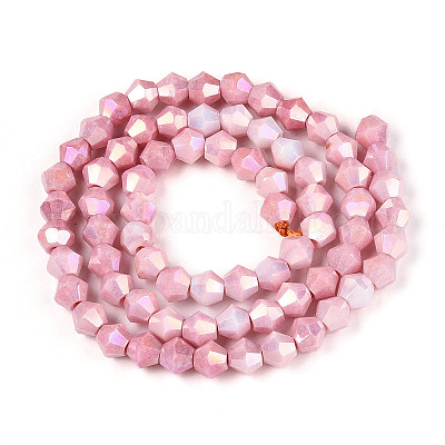 Антикоррозийные гальванические биконические стеклянные бусины EGLA-T021-6mm-16-02-1