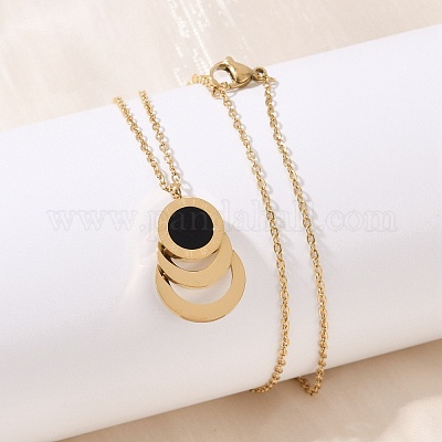 Ожерелья с подвеской в виде кольца из нержавеющей стали 304 с римской цифрой 3 NJEW-V001-06G-01-1